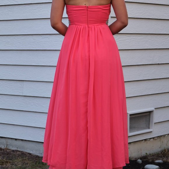 Coral High Low Homecoming/Prom Dress - Picture 5 of 8